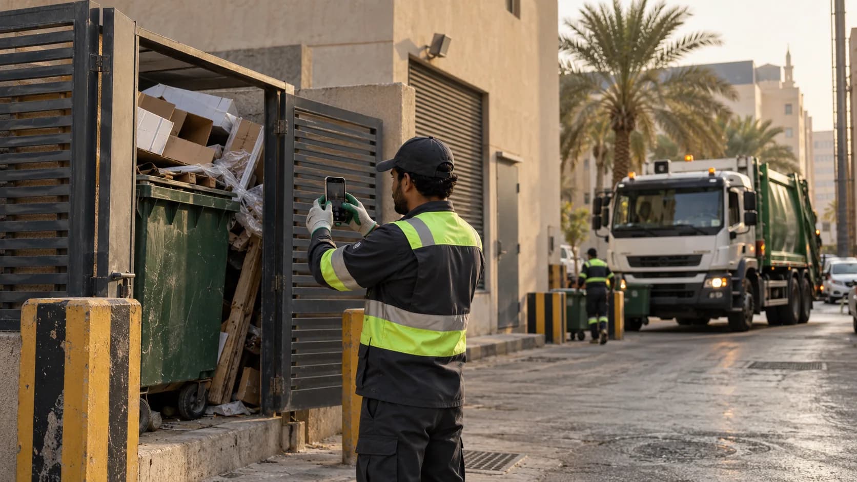 Collection worker recording an inaccessible bin point