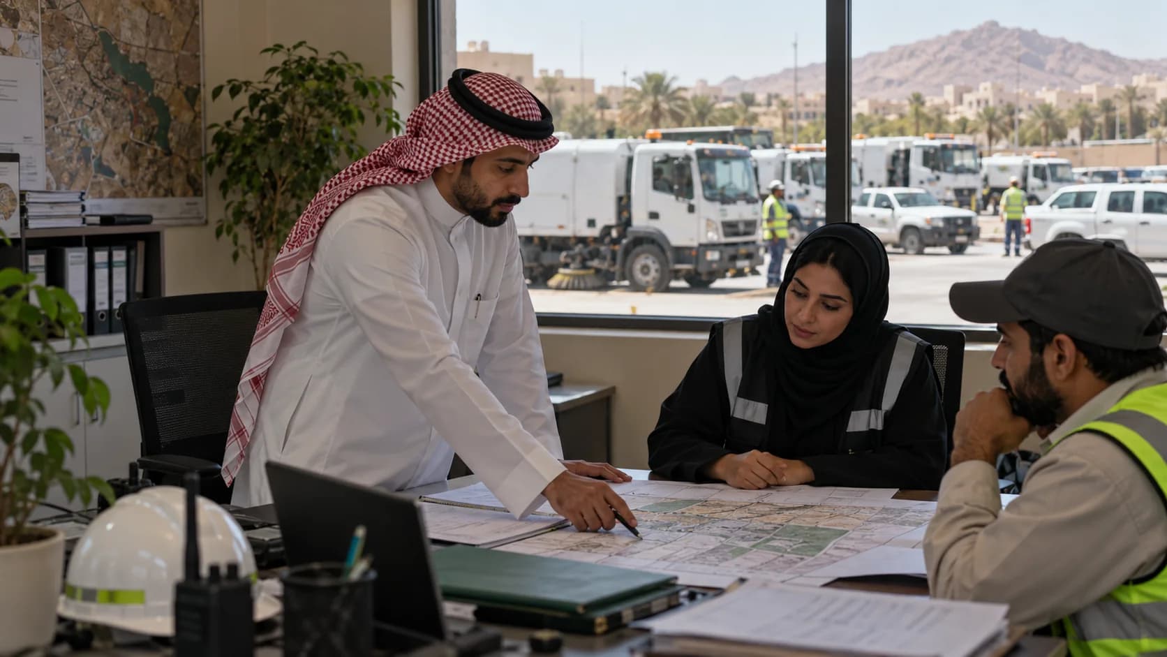 Fleet team reviewing department vehicle assignments